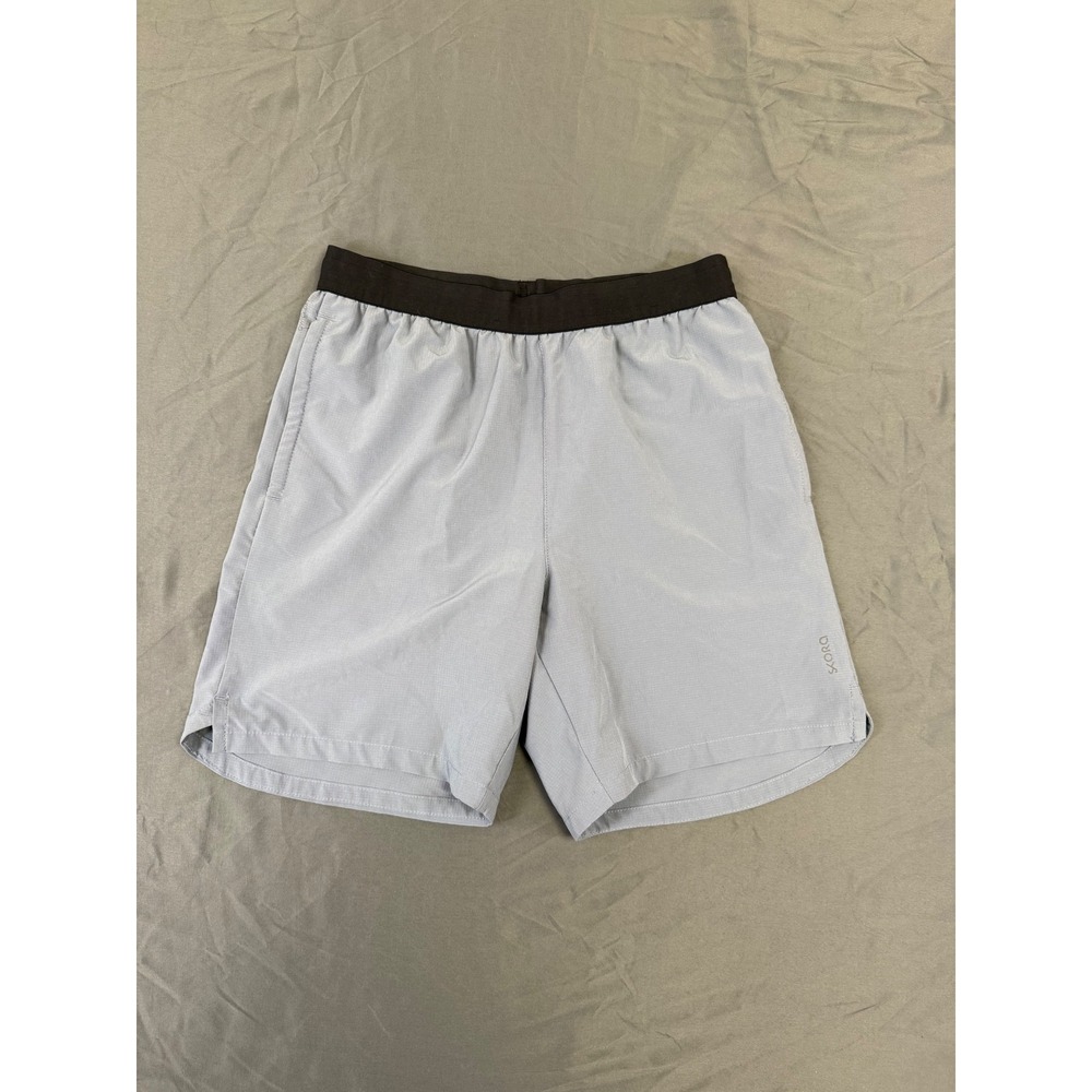Skora Qwick-Dry Mens Running‎ Shorts Grey Black Elastic Waist Pockets Size Small
